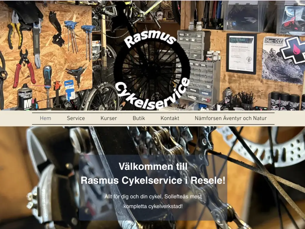 Startsidan för rasmuscykelservice.com